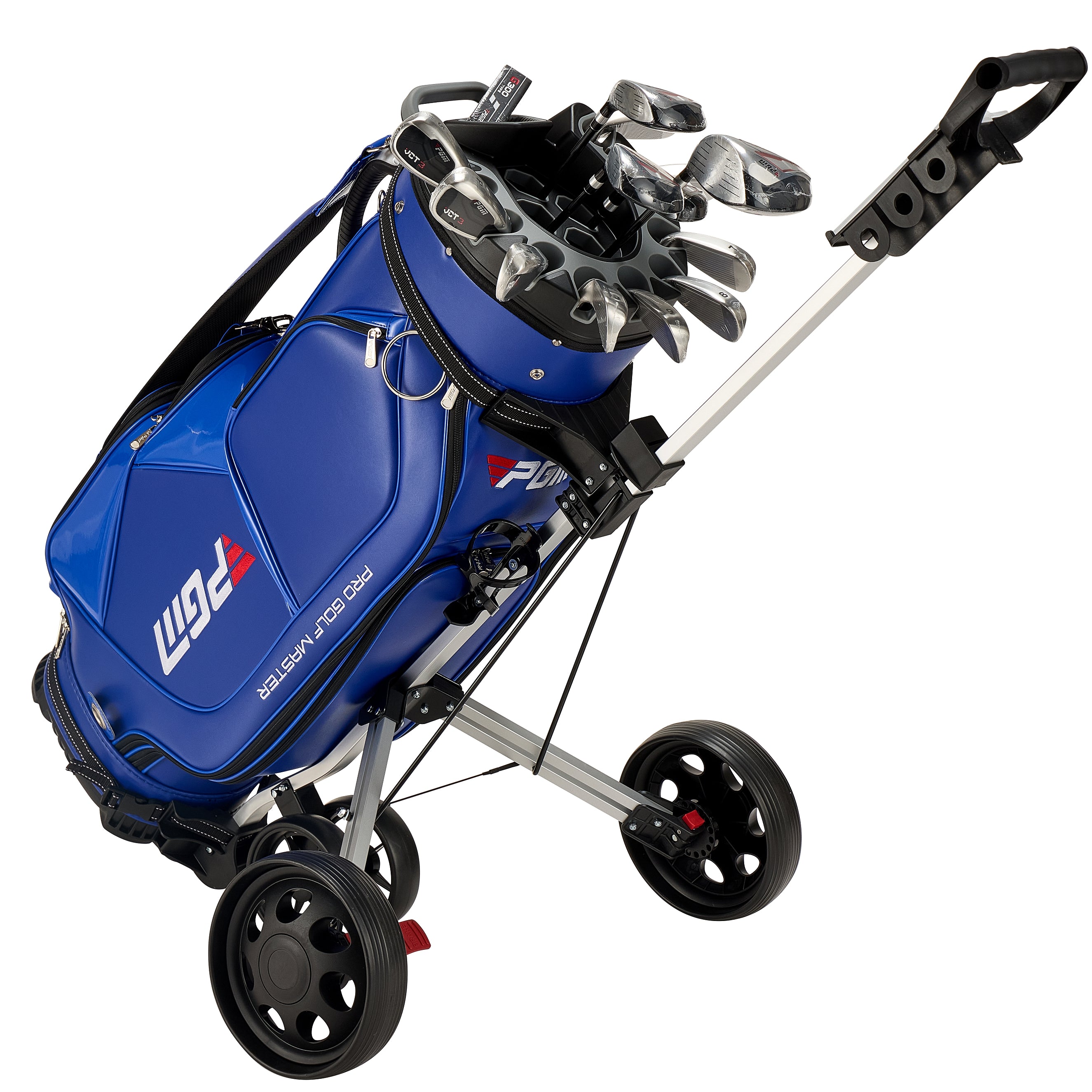 PGM Golf Cart Bag 14 Way Organizer Divider Silent Top Waterproof Bag/Blue PU leather