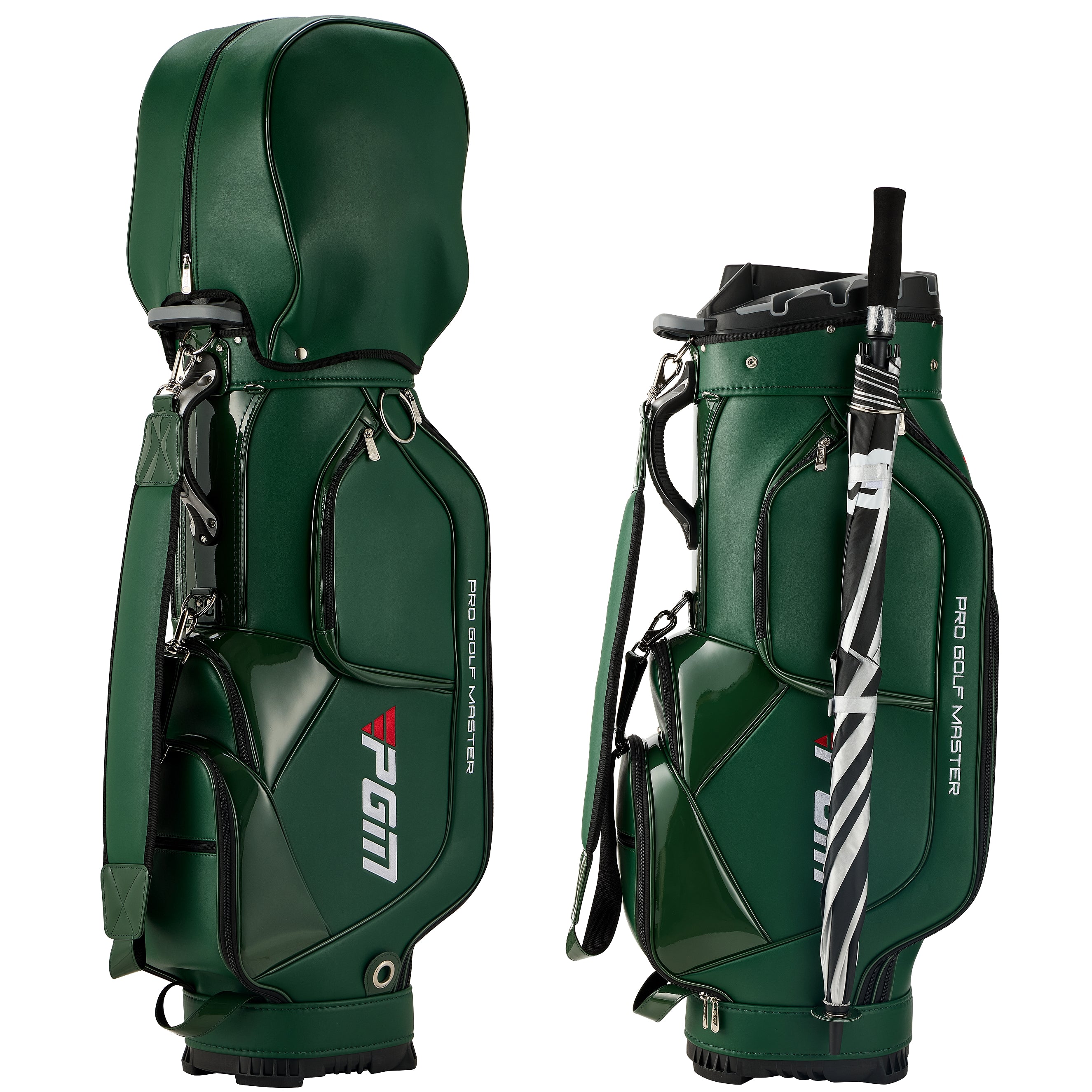 PGM Golf Cart Bag 14 Way Organizer Divider Silent Top Waterproof Bag/Green PU leather
