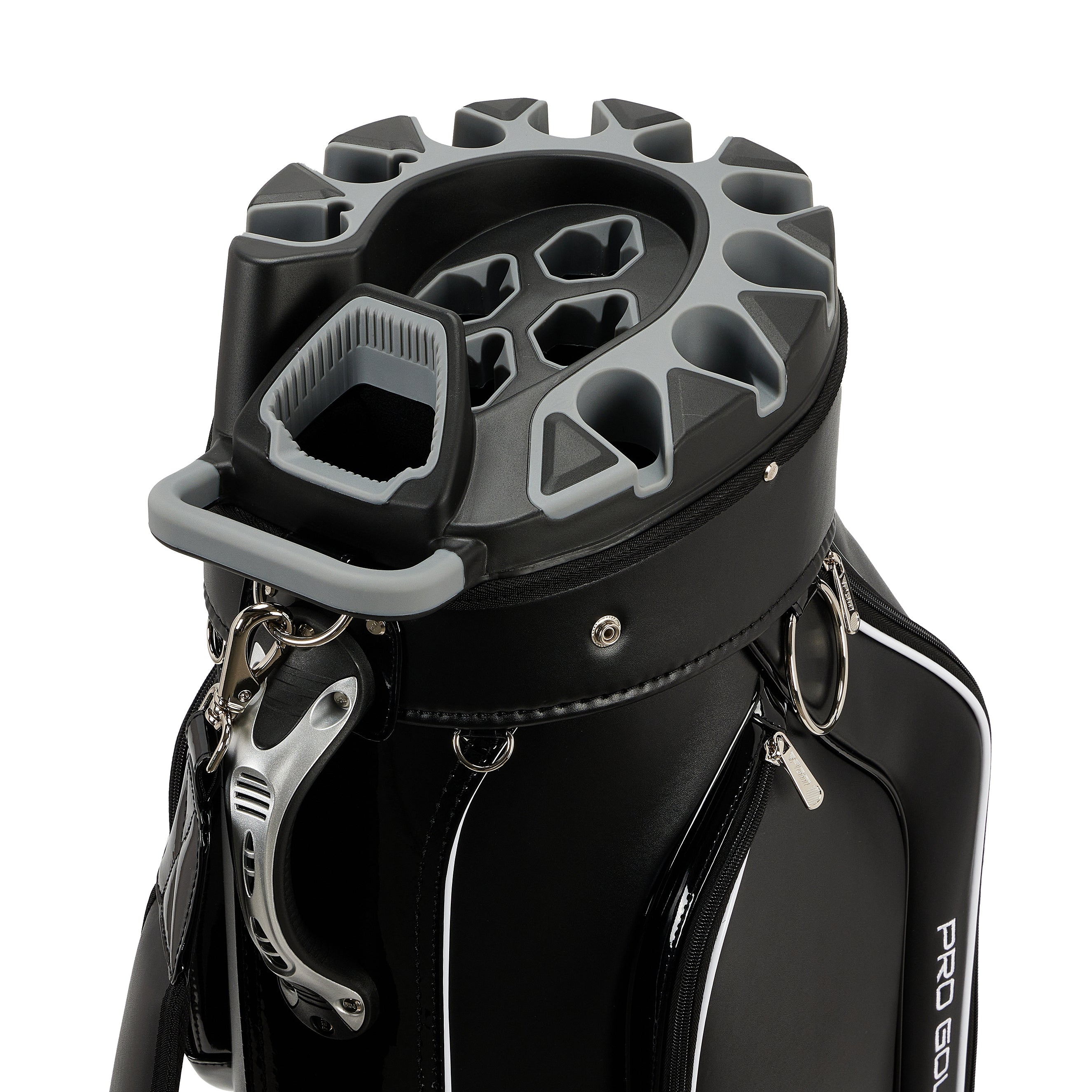 Sac de chariot de golf PGM avec compartiment à 14 compartiments et compartiment silencieux, sac étanche/noir