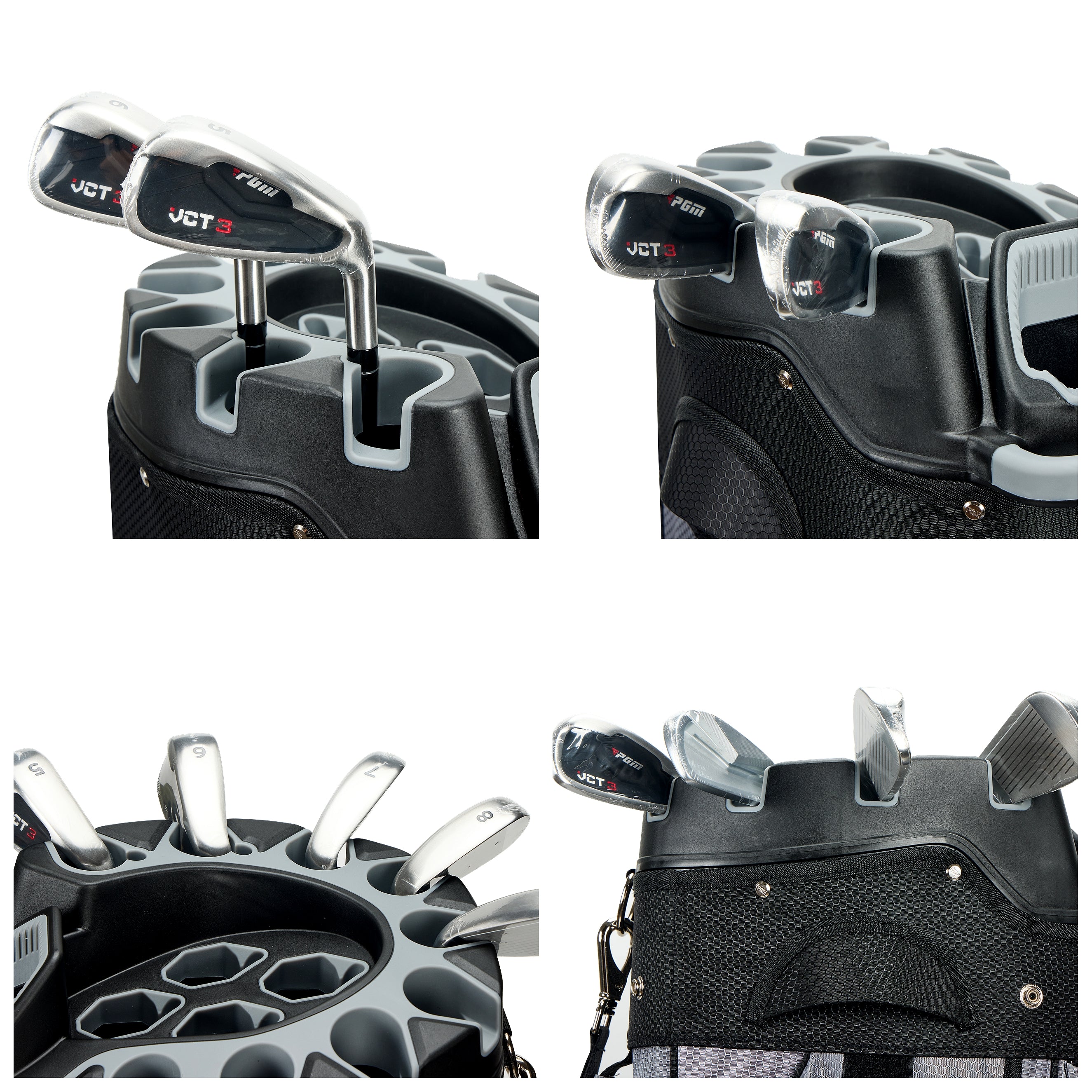 Sac de chariot de golf PGM avec compartiment à 14 compartiments et compartiment silencieux, sac étanche/noir