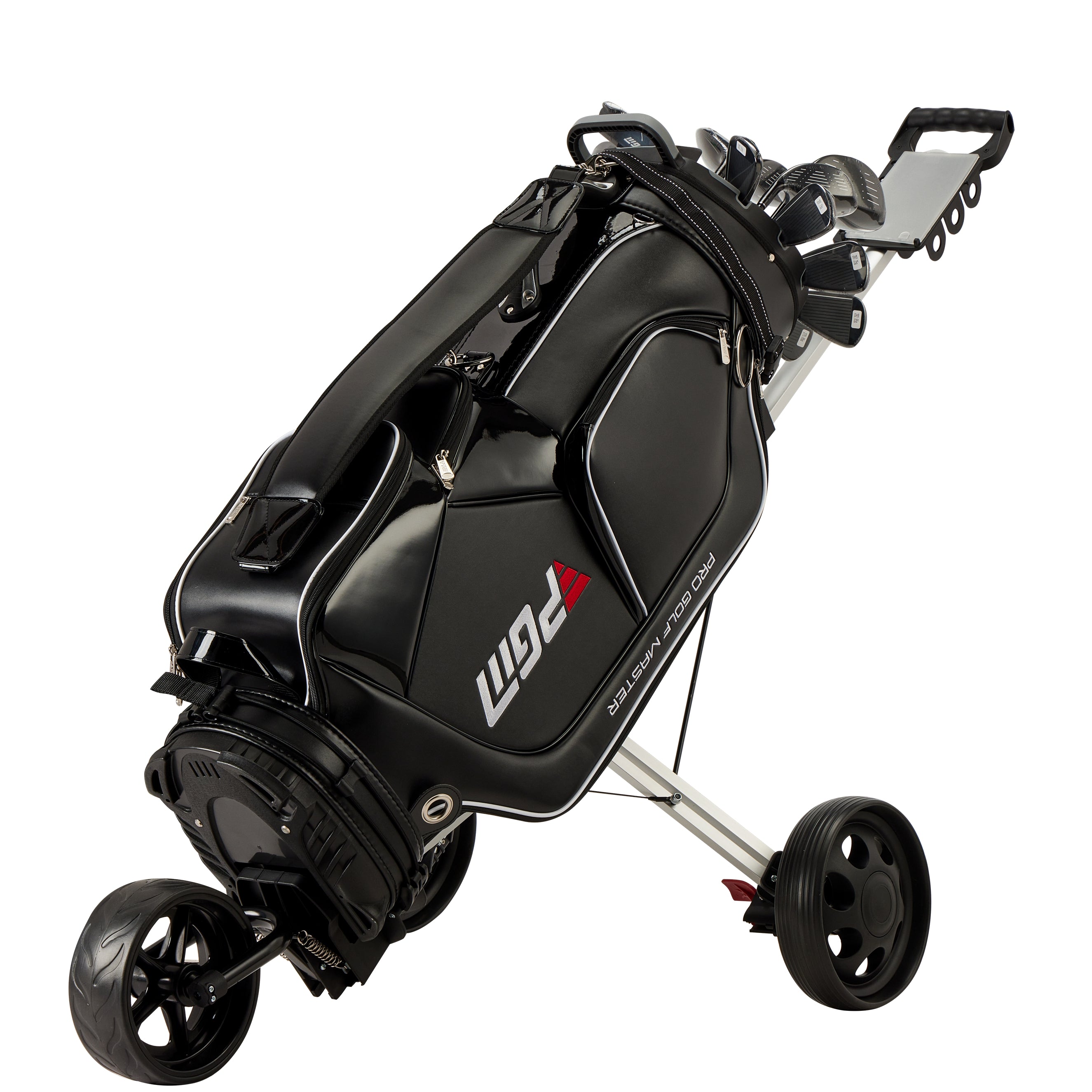 Sac de chariot de golf PGM avec compartiment à 14 compartiments et compartiment silencieux, sac étanche/noir