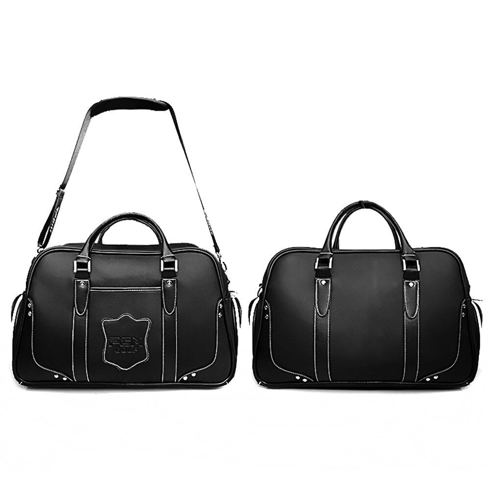 PGM Black Golf Clothing Bag men's motion portable bag Built-in shoes bag Large Capacity Leather YWB021