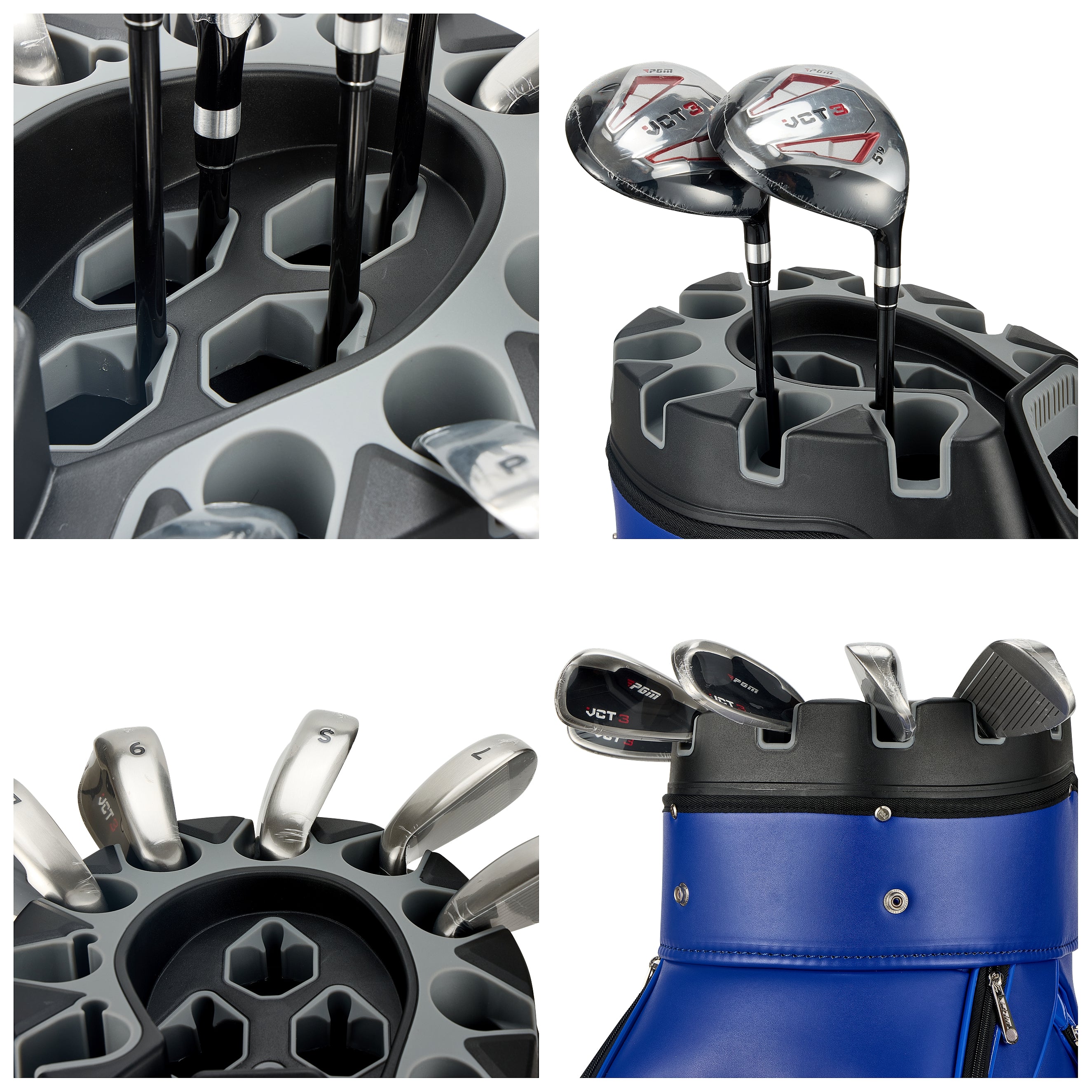 PGM Golf Cart Bag 14 Way Organizer Divider Silent Top Waterproof Bag/Blue PU leather