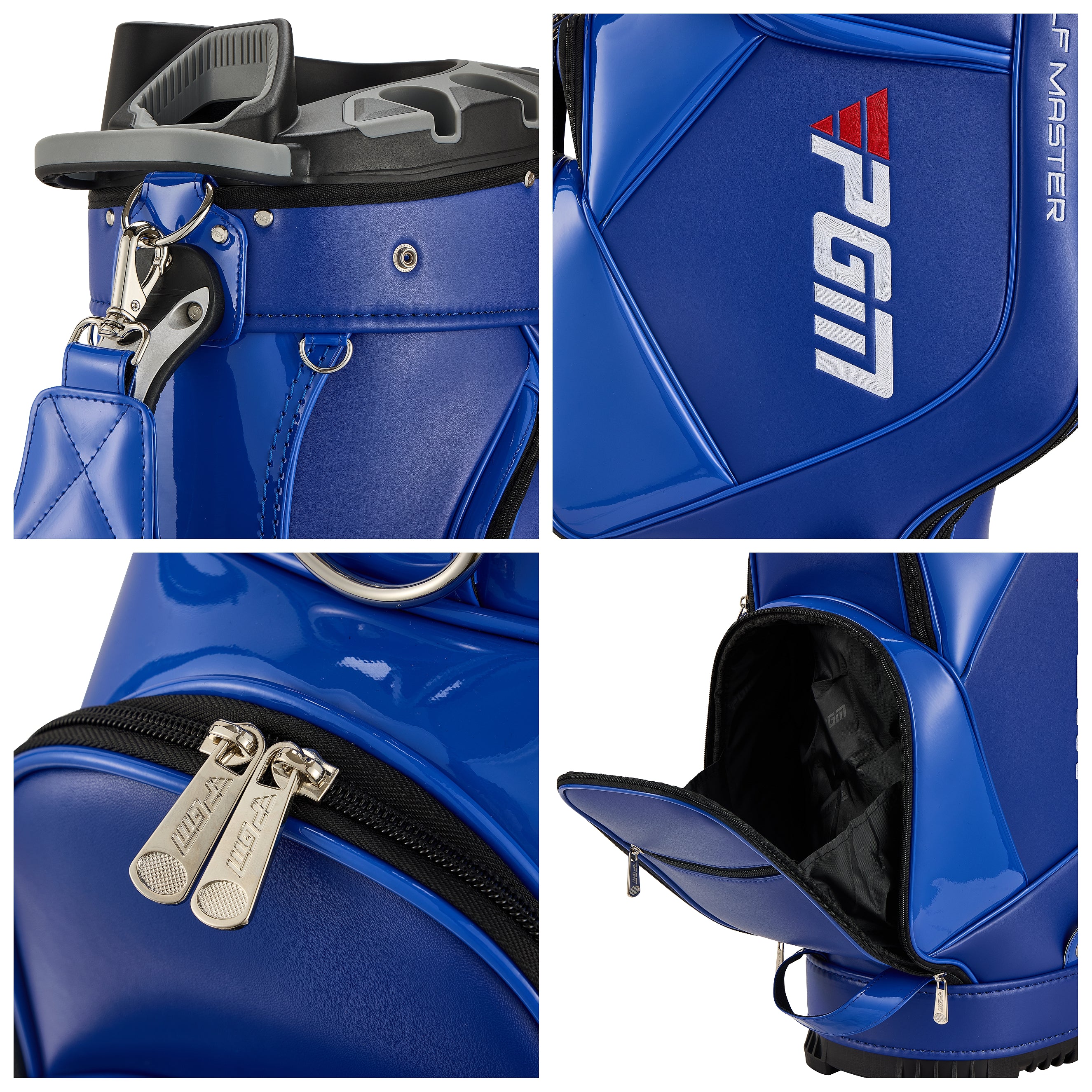 PGM Golf Cart Bag 14 Way Organizer Divider Silent Top Waterproof Bag/Blue PU leather