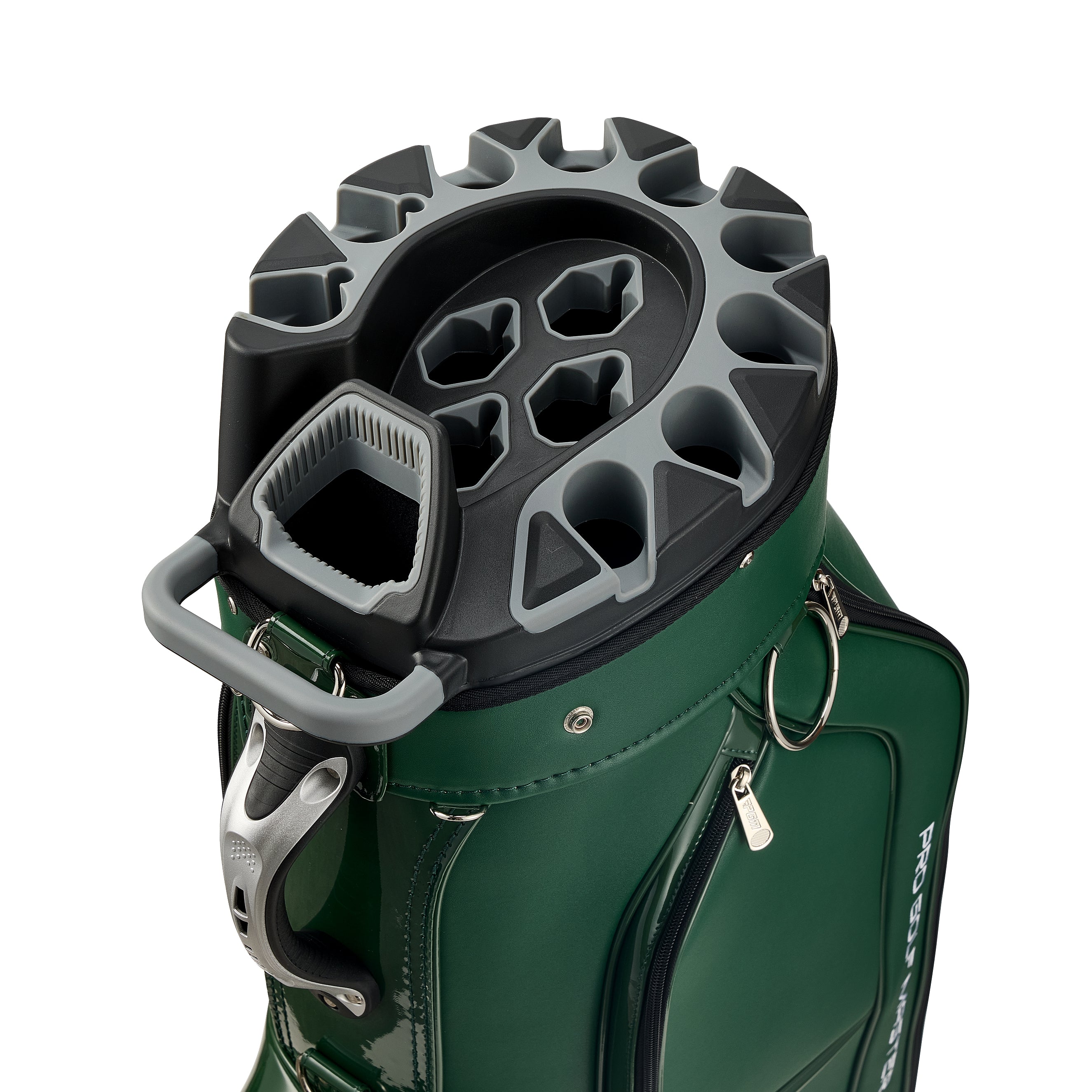 PGM Golf Cart Bag 14 Way Organizer Divider Silent Top Waterproof Bag/Green PU leather