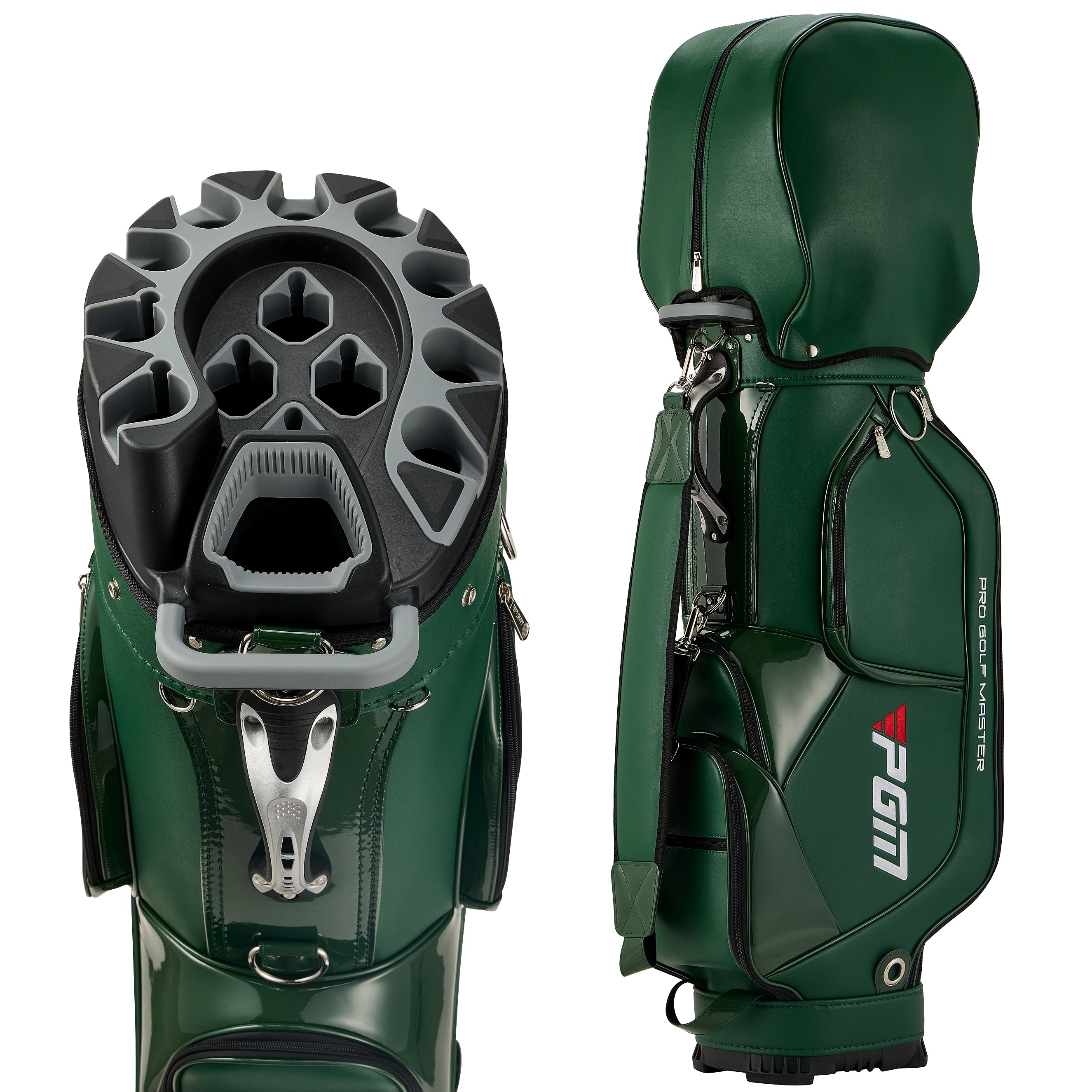 PGM Golf Cart Bag 14 Way Organizer Divider Silent Top Waterproof Bag/Green PU leather