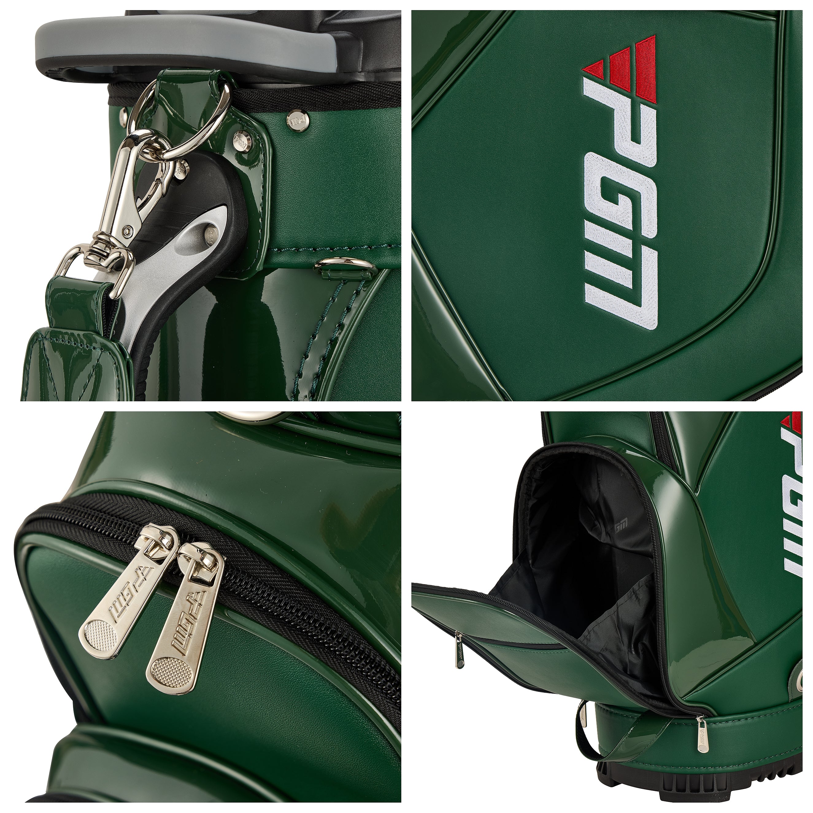 PGM Golf Cart Bag 14 Way Organizer Divider Silent Top Waterproof Bag/Green PU leather