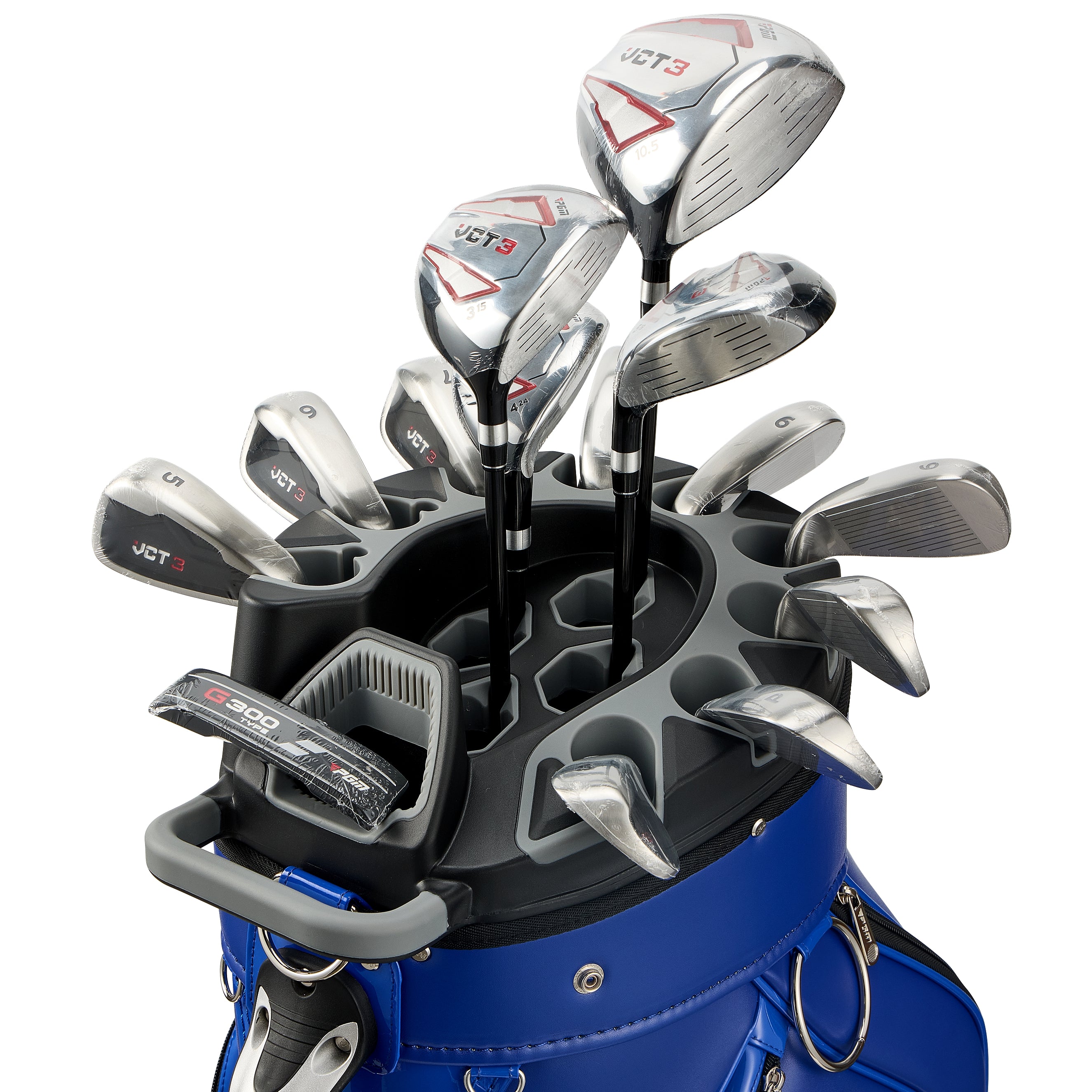 PGM Golf Cart Bag 14 Way Organizer Divider Silent Top Waterproof Bag/Blue PU leather