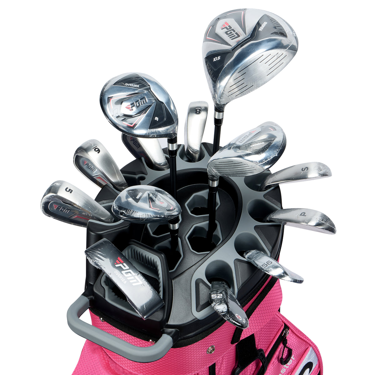 Sac de chariot de golf PGM avec compartiment à 14 compartiments et compartiment silencieux, sac étanche/noir