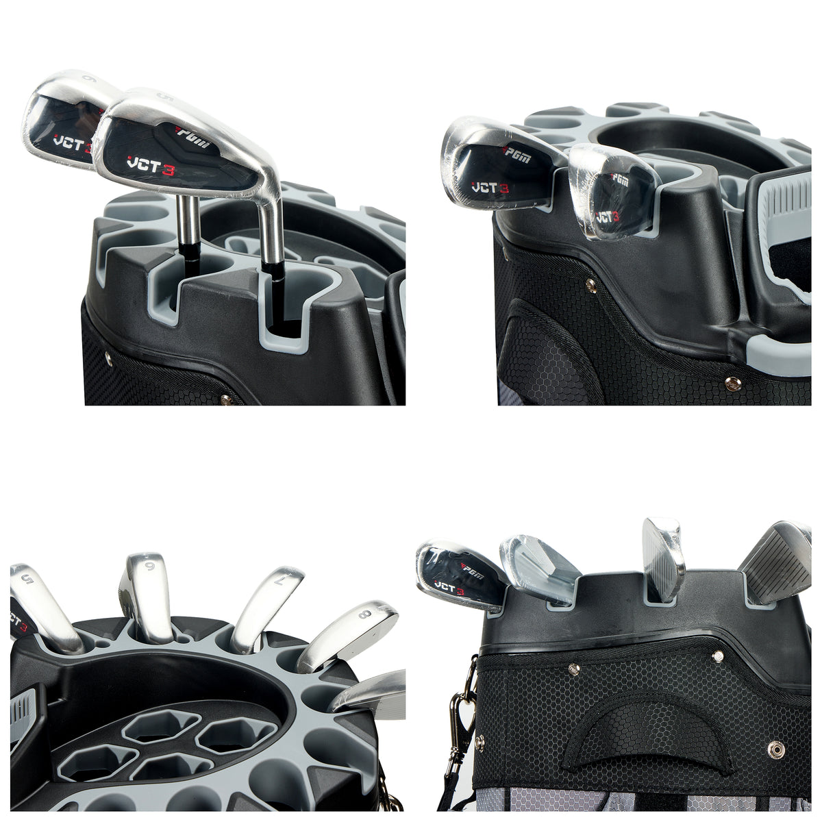 Sac de chariot de golf PGM avec compartiment à 14 compartiments et compartiment silencieux, sac étanche/noir